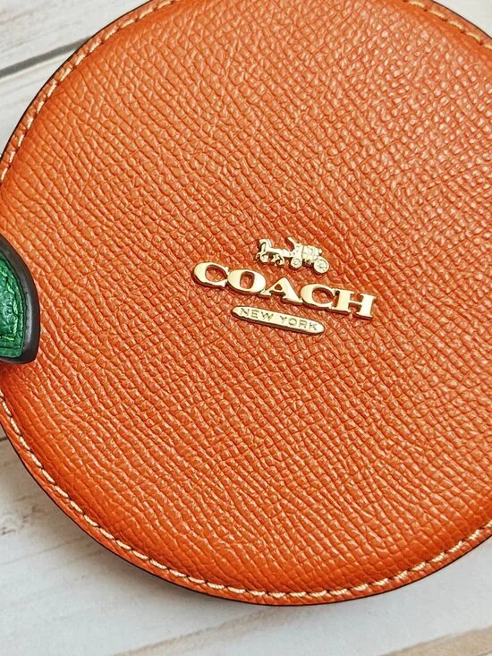 Coach Orange Coin Purse Zip Pouch - Picture 3 of 9